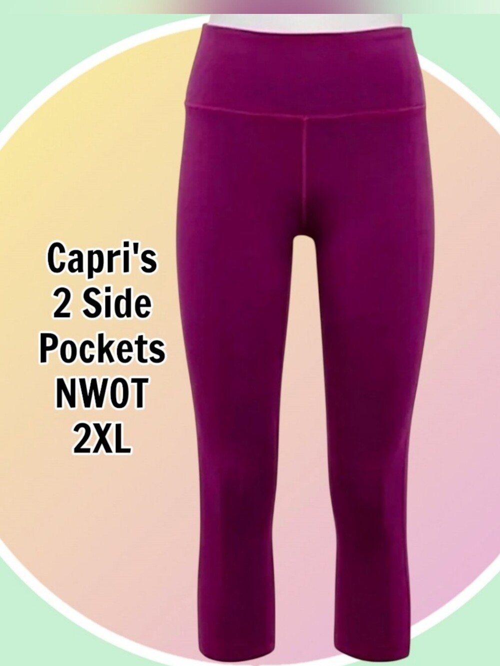 NWT Capris Sz 2X Weight is Great For Summer High Waist Leggings w 2 Pockets
